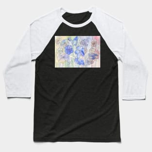 Floral Watercolour Collage Baseball T-Shirt